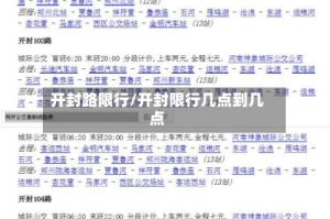 开封路限行/开封限行几点到几点