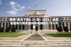 英镑/美元下跌0.2%至1.3353，此前英国央行将关键利率维持在3.75%不变