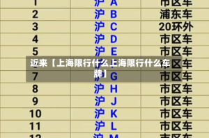 近来【上海限行什么上海限行什么车牌】