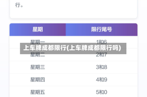 上车牌成都限行(上车牌成都限行吗)