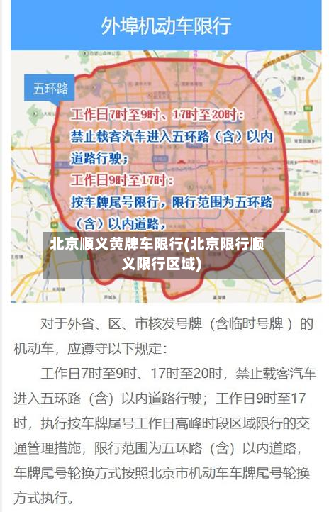 北京顺义黄牌车限行(北京限行顺义限行区域)-第2张图片