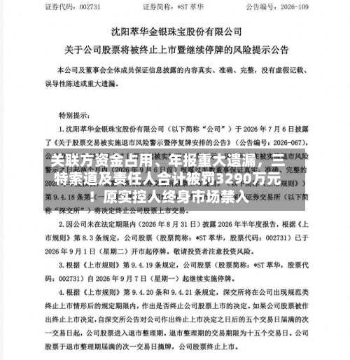 关联方资金占用	、年报重大遗漏	，三特索道及责任人合计被罚3290万元！原实控人终身市场禁入-第2张图片