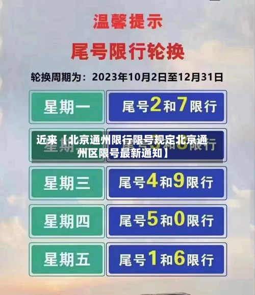 近来【北京通州限行限号规定北京通州区限号最新通知】-第1张图片